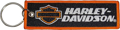 Plasticolor 004522R01 Harley-Davidson Embroidered Woven Key Chain Bar & Shield Logo Text in Black and Orange
