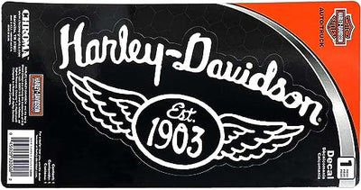 CHROMA 32008 Harley-Davidson Scripted with Vintage 1903 Winged Logo 9x5 Decal