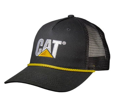 CAT Caterpillar Equipment Yellow Tassell Black Cap/Hat with Black Mesh