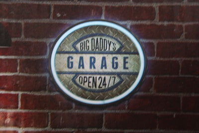 Big Daddy's Garage Round led neon sign