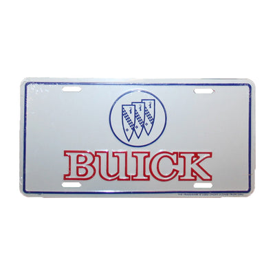 Buick GM GMC Vintage white License Plate red white & blue tag