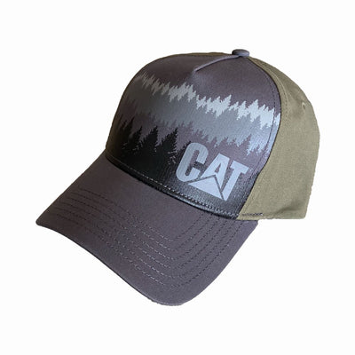 Caterpillar Structured Grey CAT Forrest Logger Print w/ Olive Twill Hat