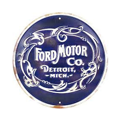 Ford Motor Co. Detroit Nostalgia Tin metal Sign 12" round