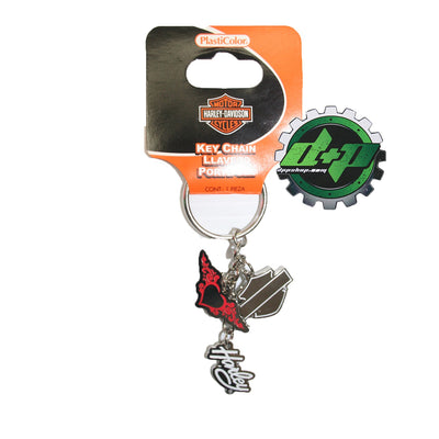Harley Davidson Logo, Script, & Heart Charm Metal Key Chain Keychain Zipper Pull