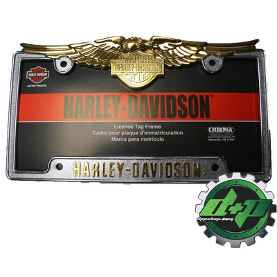 CHROMA 6065 Harley-Davidson Chrome/Gold Eagle Frame, 1 Pack
