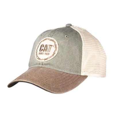 CAT Barbed Logo Washed Grey Cap/Hat