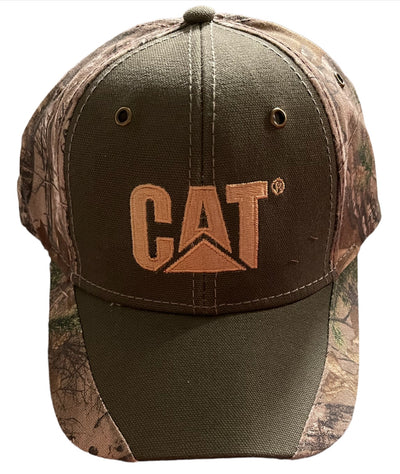 Caterpillar Equpiment CAT Canvas Camo Back Brown Front Cap/Hat