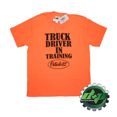 Peterbilt neon orange shirt truck driver in training youth large