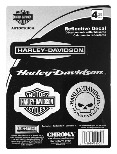 Harley-Davidson 4-Piece Reflective H-D Logos Chrome Decals - 4 Pack - 6 x 8 in.