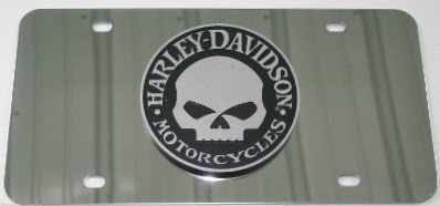 Harley Davidson Willie g Stainless 3D Motorcycle Skull Mirrored License Plate