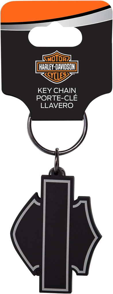 Plasticolor 004521R01 Harley-Davidson PVC Key Chain Silhouette Bar & Shield Black and Gray