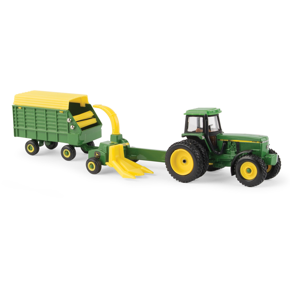 ERTL John Deere 1:64 Scale Model 4960 Tractor w/ Harvester + Wagon