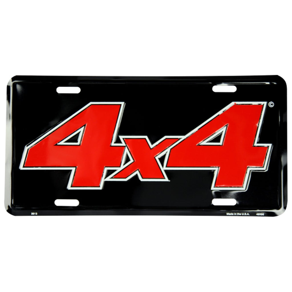 4 x 4 Truck SUV Black & Red License Plate Aluminum tag