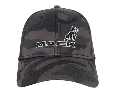 Mack Trucks Bulldog Logo Black & Grey Camo Cap/Hat w/Flag