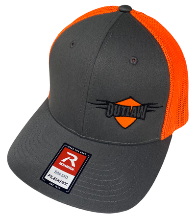Outlaw Truck and Tractor Pulling Association Charcoal Gray Orange Mesh  Flex Fit Hat