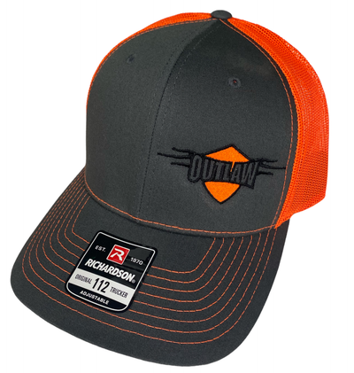 Outlaw Truck and Tractor Pulling Association Richardson 112 Charcoal Gray Orange Mesh Hat