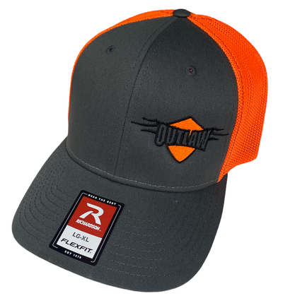 Outlaw Truck and Tractor Pulling Association Charcoal Gray Orange Mesh  Flex Fit Hat