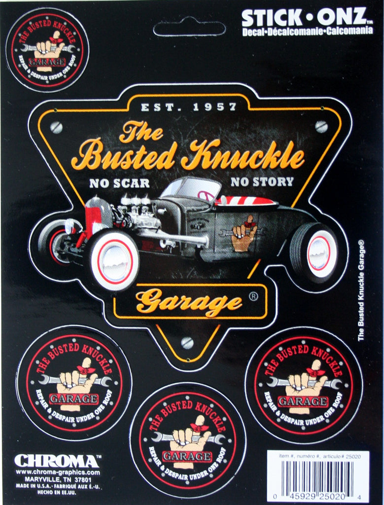 busted knuckle garage sticker decal set
