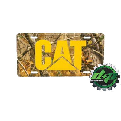 Camo CAT Caterpillar License Plate KW Tag truck tractor emblem yellow logo hunt