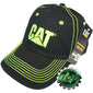 CAT Caterpillar Black Truck hat neon green stitching KW trucker diesel gear