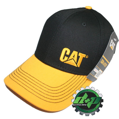 CAT logo Caterpillar Black Trucker hat yellow bill truck diesel gear cap