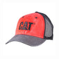 Caterpillar CAT Hat Faded Pigment Washed Cap Red w/ Black Mesh