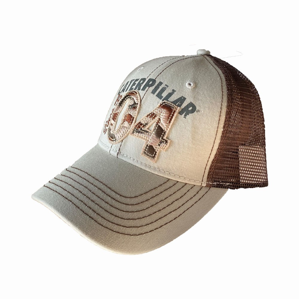 Caterpillar CAT Hat - Khaki w/ Brown Mesh Back Since 1904 Patch Cap
