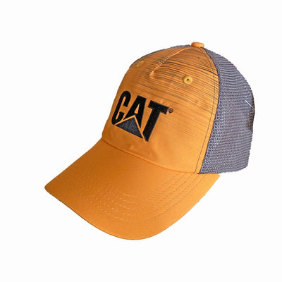 Caterpillar CAT Sublimated Stripe Yellow Cap Grey/Silver Mesh back Hat