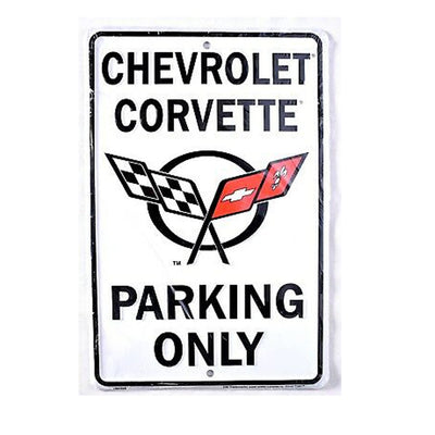 Chevrolet Corvette Parking Only Metal 12" x 18" Sign