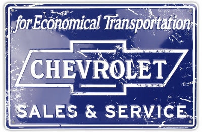 Chevrolet Sales & Service Metal Sign