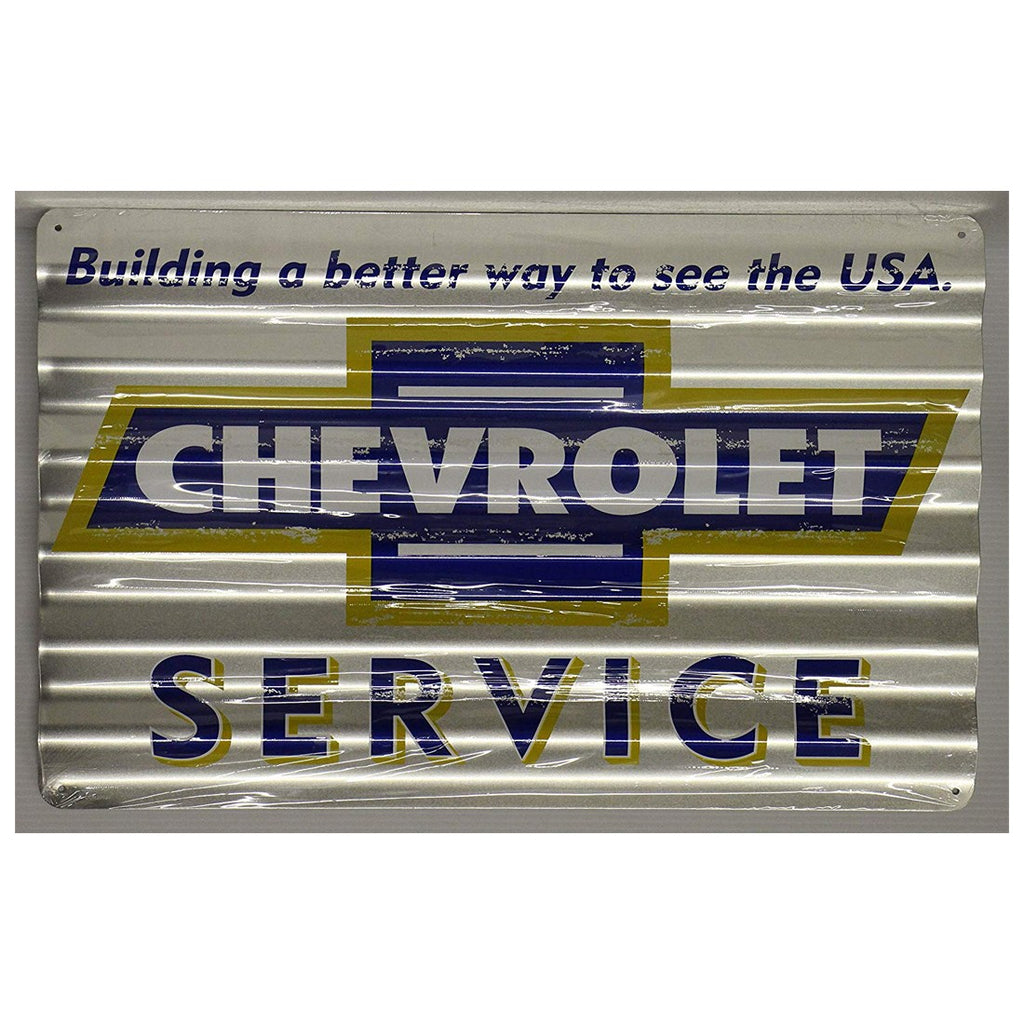 Chevrolet Service corrugated Metal Sign distressed aged look 12 x 18"