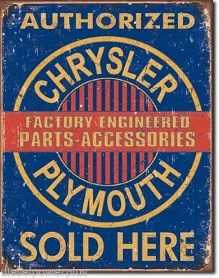 Chrysler Plymouth Parts Metal Sign