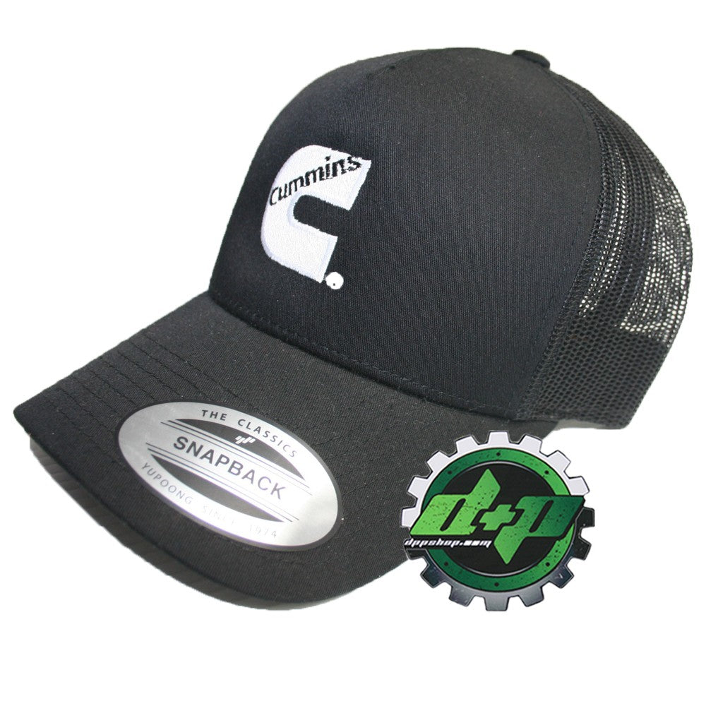 Cummins summer mesh black snapback centered logo hat cap