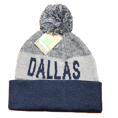 Dallas Knit Beanie Cowboys Blue and Gray Stocking Cap Pom Winter Skiing Hat