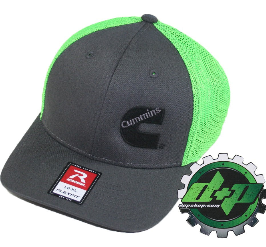 Dodge Cummins trucker hat richardson Charcoal Gray Green mesh flex fit
