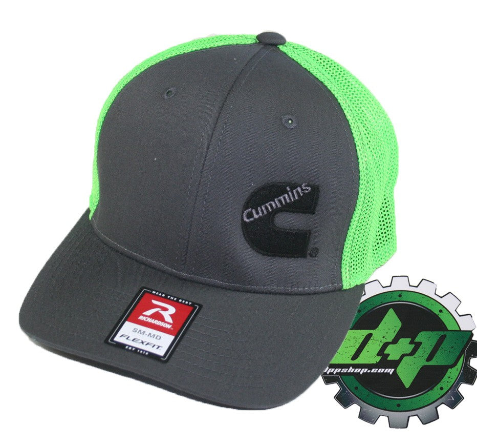 Dodge Cummins trucker hat richardson Charcoal Gray Green mesh flex fit sm/md