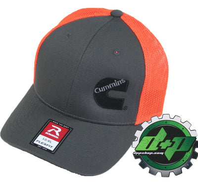 Dodge Cummins trucker hat richardson Charcoal Gray Orange mesh flex fit