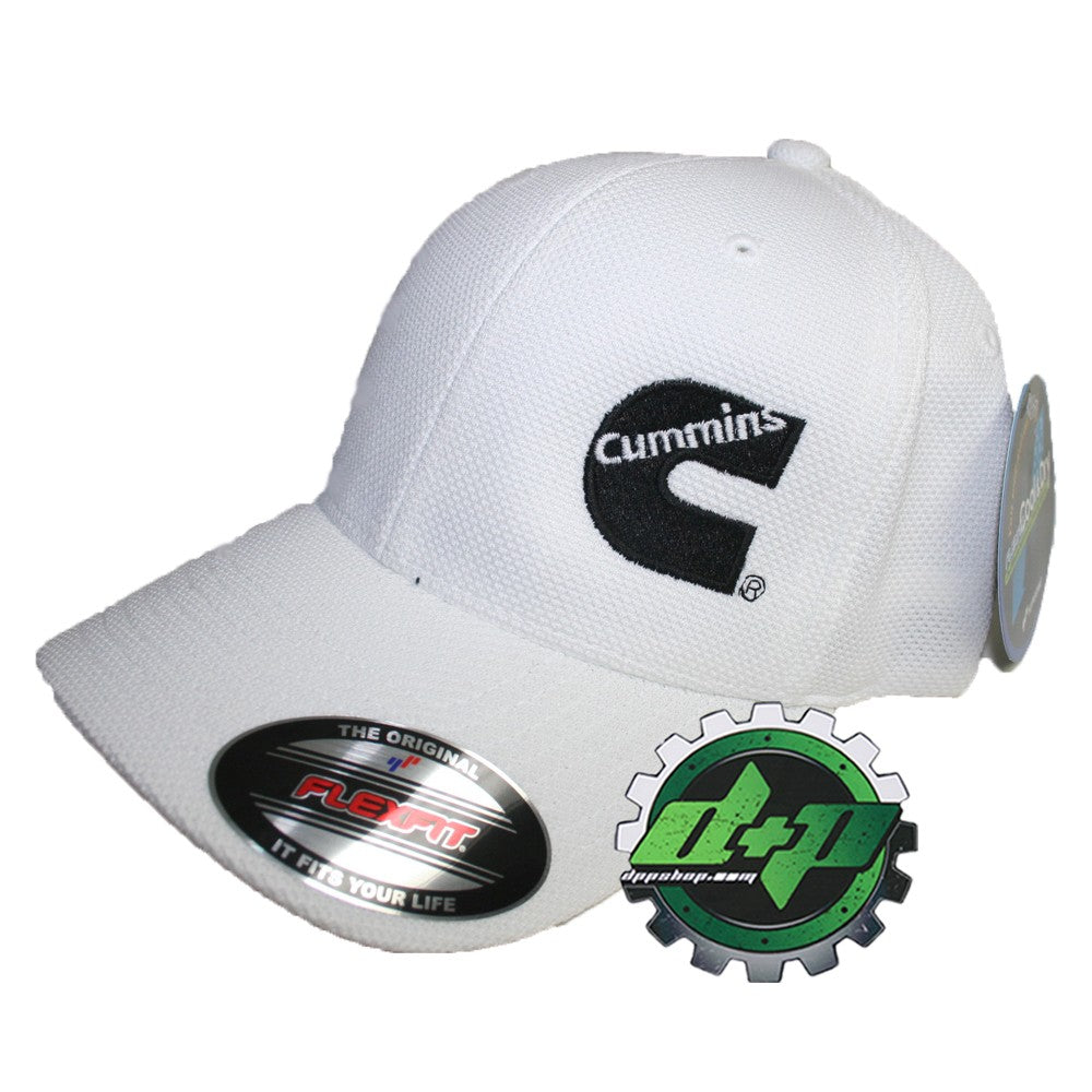 Dodge Cummins truckers mesh summer cummings hat white cap fitted flex moisture wicking