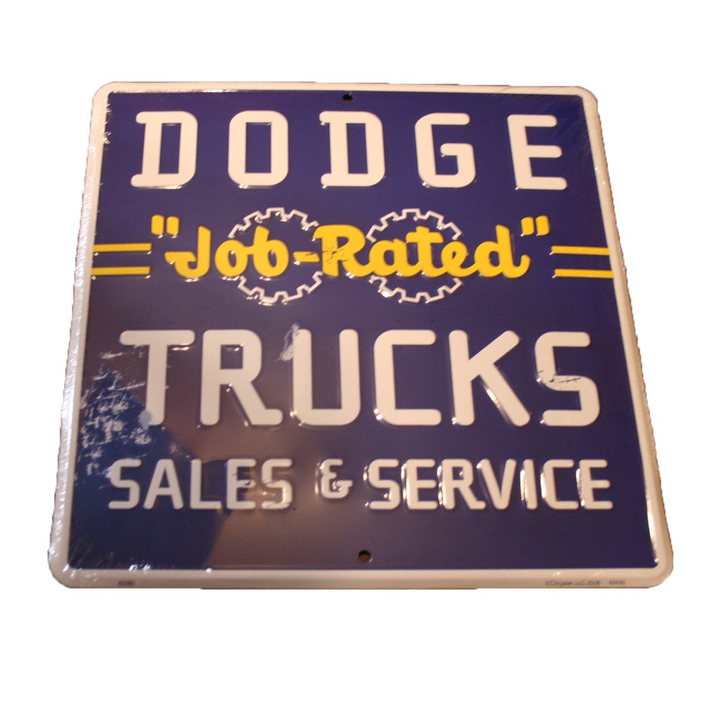 Dodge Job-Rated Trucks Sales & Service Metal Sign 12" square tin decor