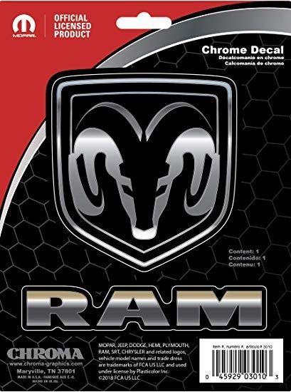 dodge ram head chrome emblem decal sticker badge logo wordmark truck auto NEW 3010