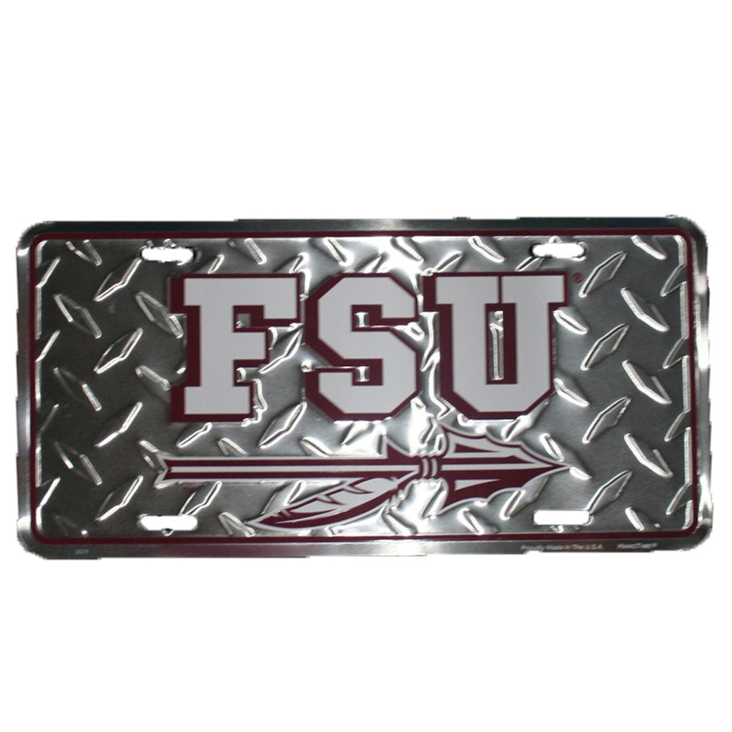 Florida State Univ diamond emboss metal license plate 6 x 12