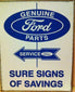 Ford Parts And Service Metal Sign