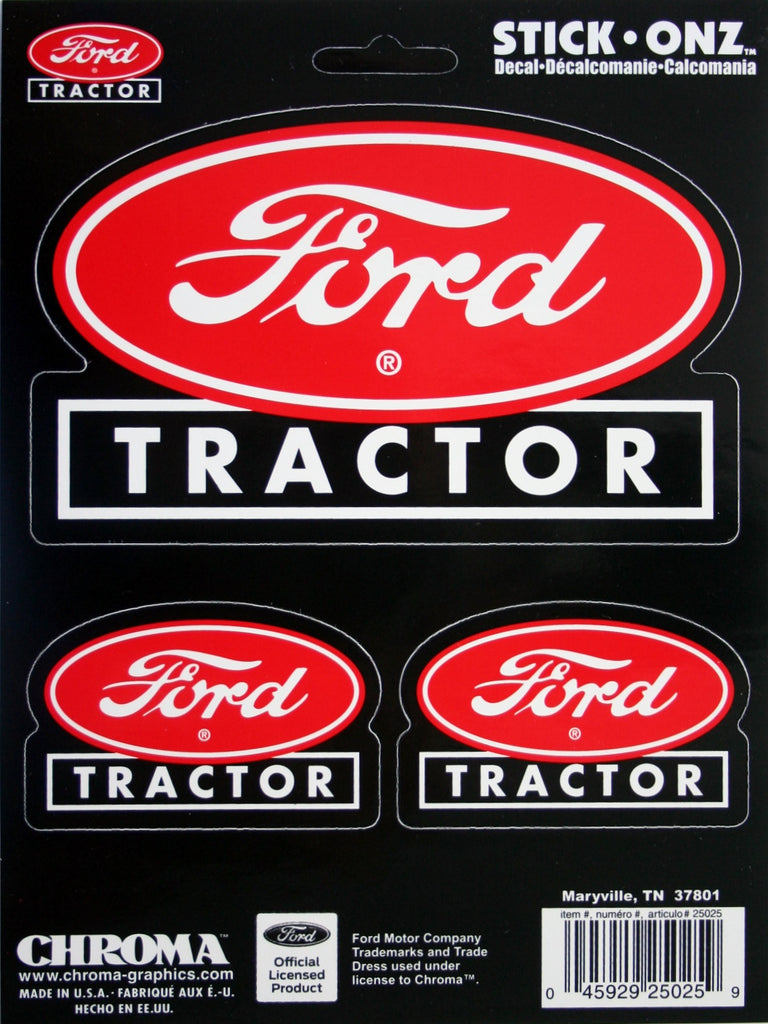 Ford tractor red logo decal sticker set of 3