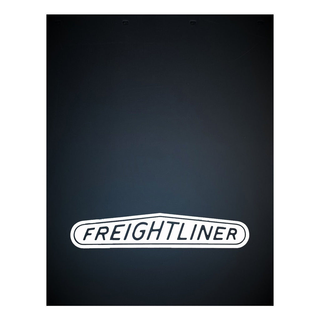 Freightliner 24 x 30 Black / White Logo Poly Mudflap Set - (Pair)