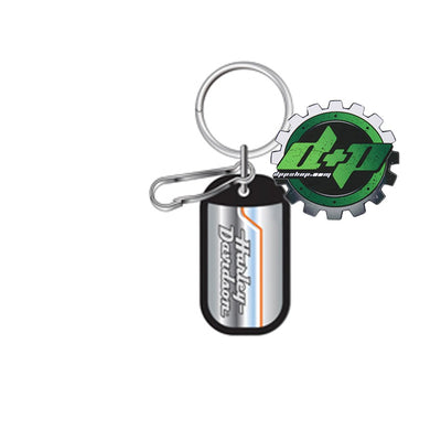 Harley Davidson keychain vintage stripe Motorcycle rubber edged dog tag key