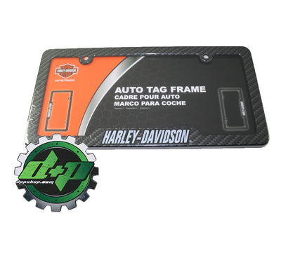 Harley Davidson license plate frame carbon fiber bike chrome tag plate dark HD