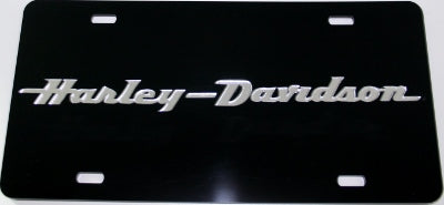 Harley-Davidson Black Front License Plate Acrylic Black with H-D Text