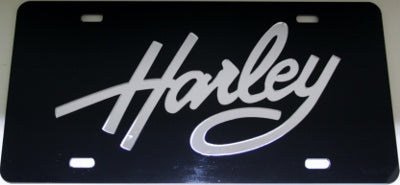 CHROMA 55005 Black/Silver Script Acrylic Inlay License Plate (Harley-Davidson)