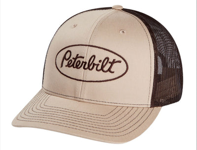 Peterbilt Trucks Motors Richardson Mesh Trucker Hat - Khaki/Coffee- Snapback Cap