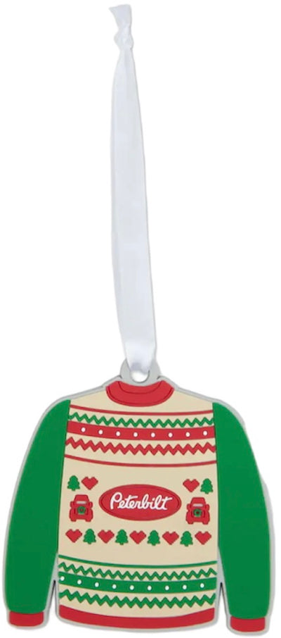 Peterbilt Trucks Motors Ugly Christmas Red Green Sweater Holidays PVC Ornament